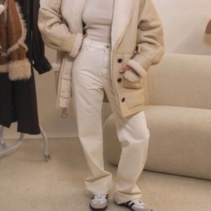 Ducie London Cream Callie Cargo Leather Pants